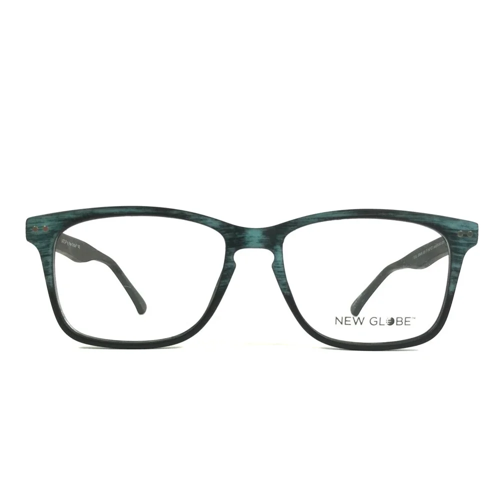 New Globe Eyeglasses Frames L4072-P TEAL GRAIN Rectangle Full Rim 53-17-140
